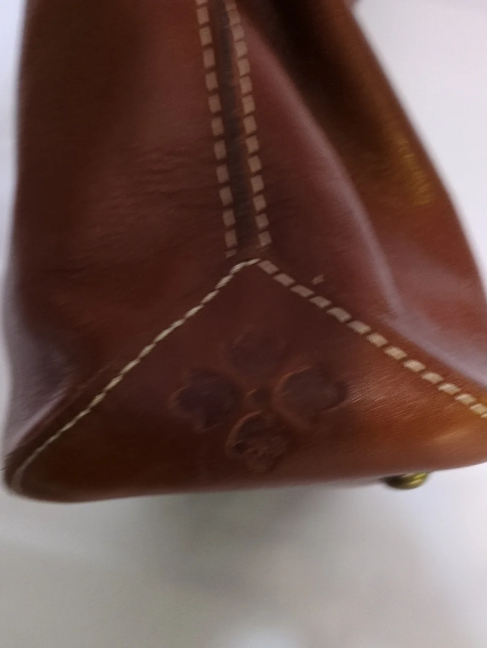 Patricia Nash Cognac Brown Leather Top Handle Satchel Bag